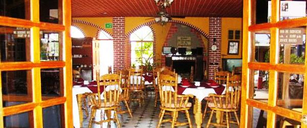 Restaurant dining room with set tables